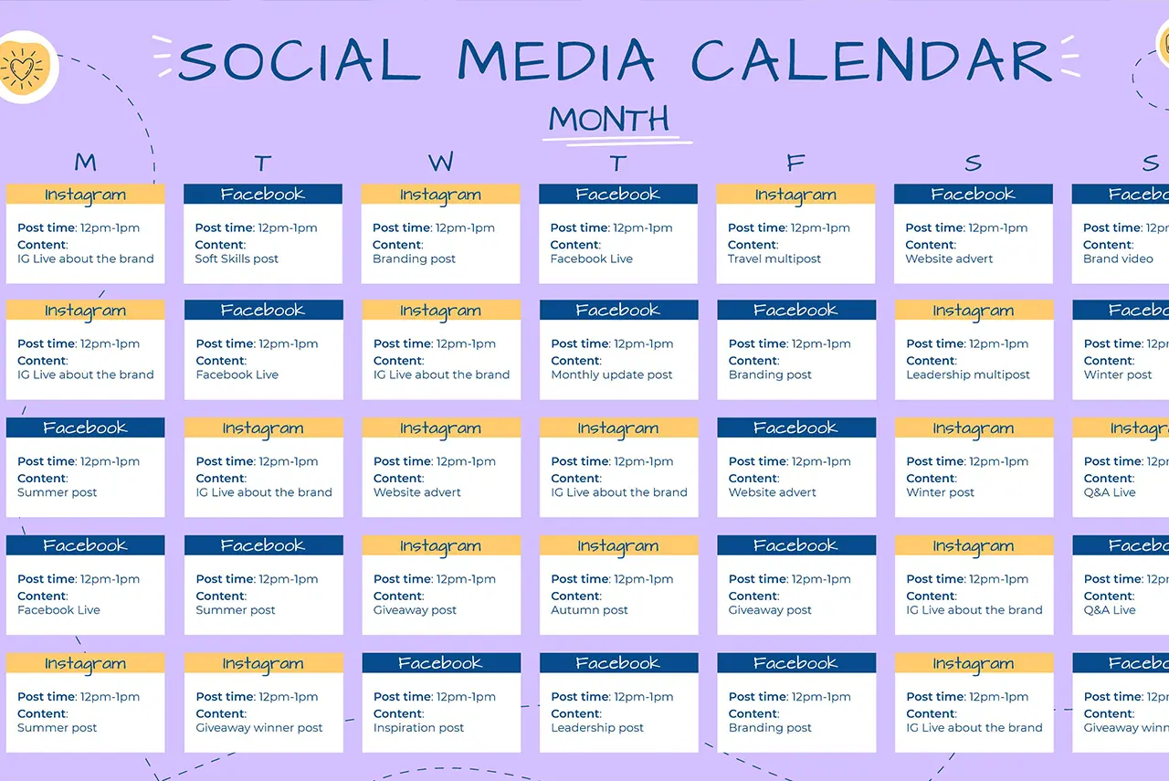 social media calender