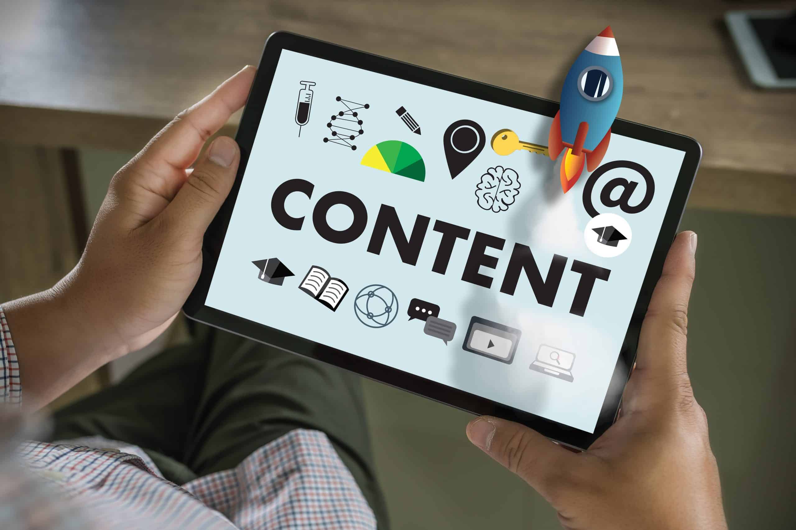 content marketing business content communication data blogging media publication information vision technology concept social advertising data search man research seo scaled